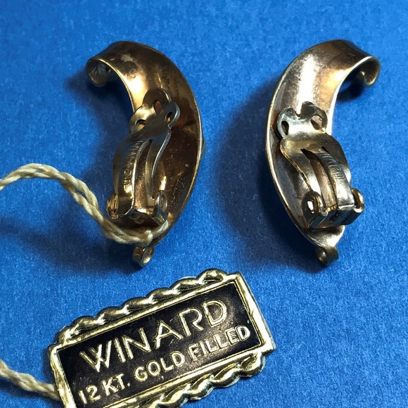 Signed Winard 12 KT GF Cultured Pearl Clip On Earrings 0119 - Picture 2 of 4